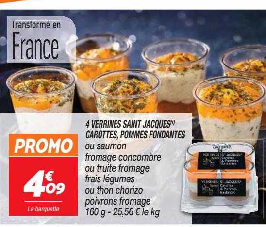 4 verrines saint jacques carottes, pommes fondantes