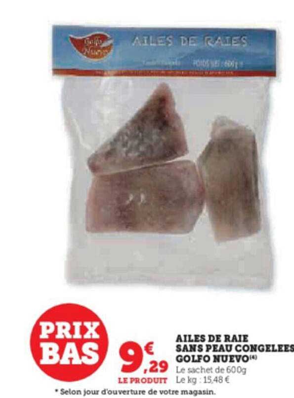 ailes de raie sans peau congelées golfo nuevo