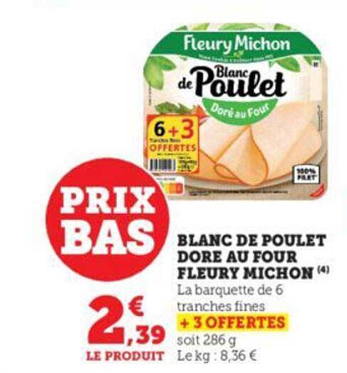 blanc de poulet doré au four fleury michon