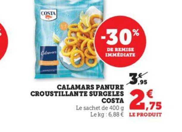 calamars panure croustillante surgelés costa