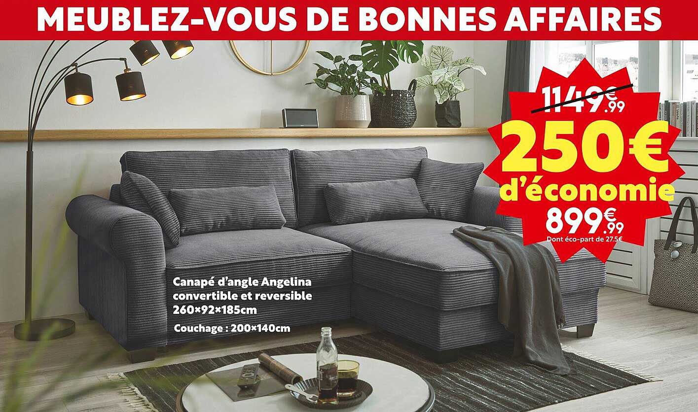 Canapé D'angle Angelina Convertible Et Reversible
