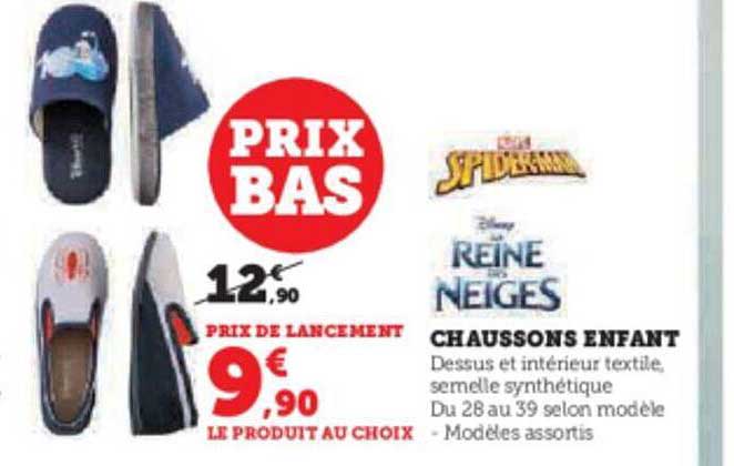 chaussons enfant la reine des neiges, spider-man
