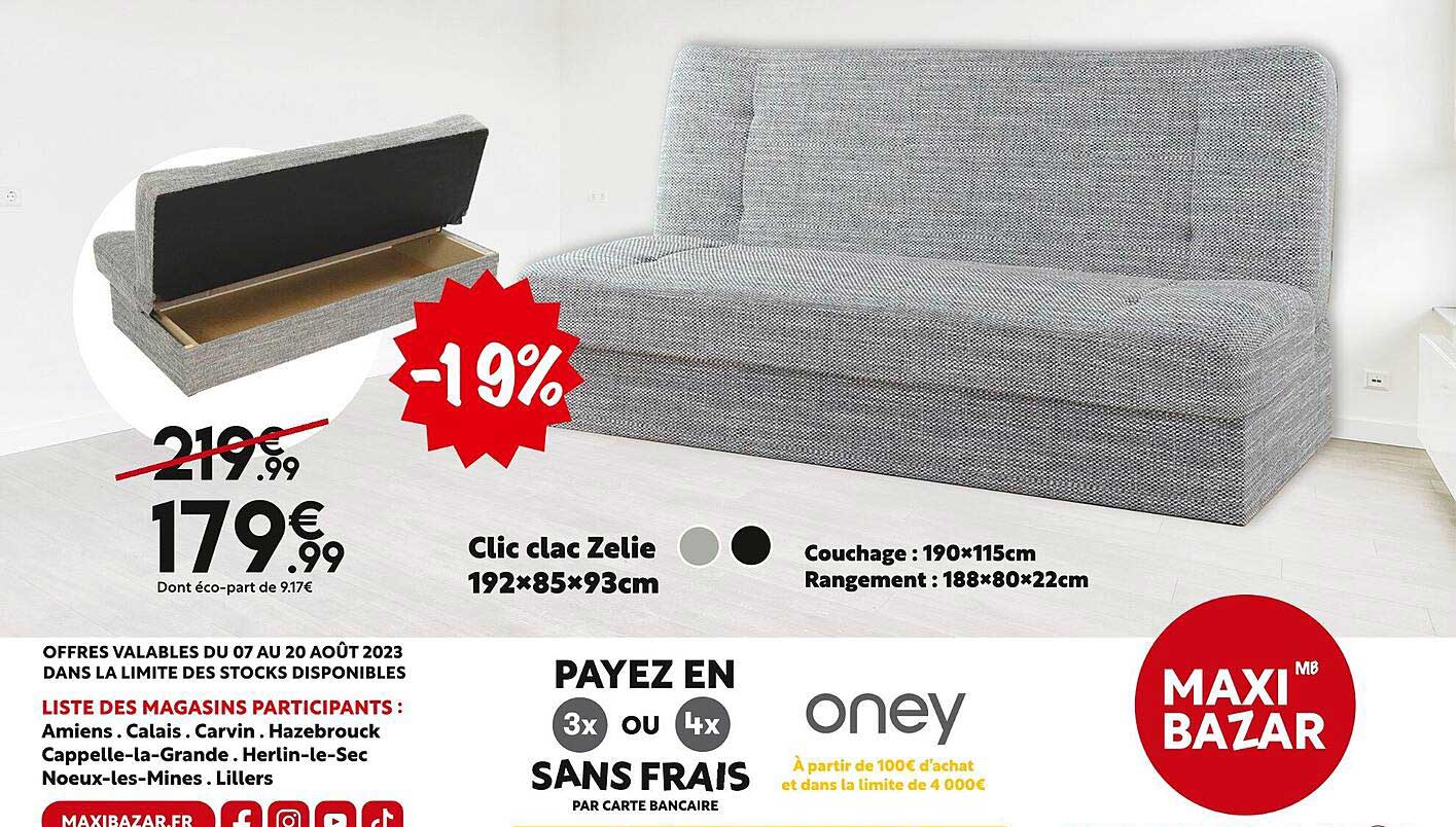 clic clac zelie 192 x 85 x 93 cm