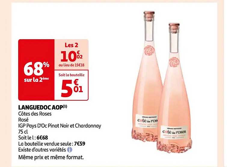 languedoc aop côtes des roses rosé, igp pays d'oc pinot noir et chardonnay