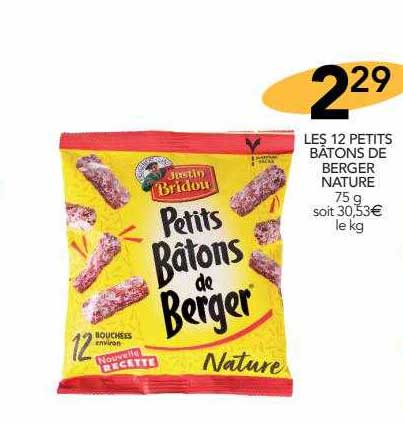 les 12 petits bâtons de berger nature justin bridou