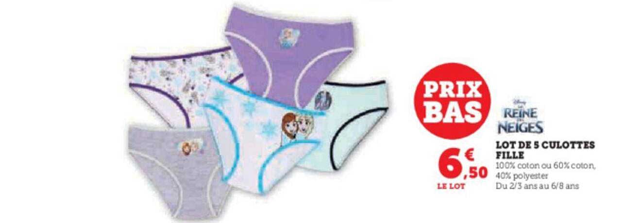 lot de 5 culottes fille la reine des neiges