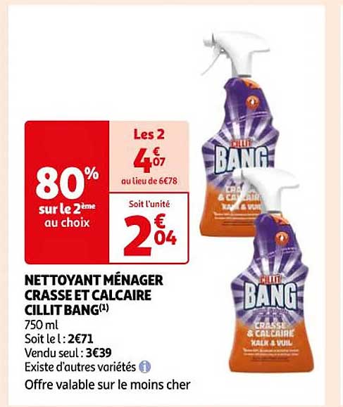 nettoyant ménager crasse et calcaire cillit bang