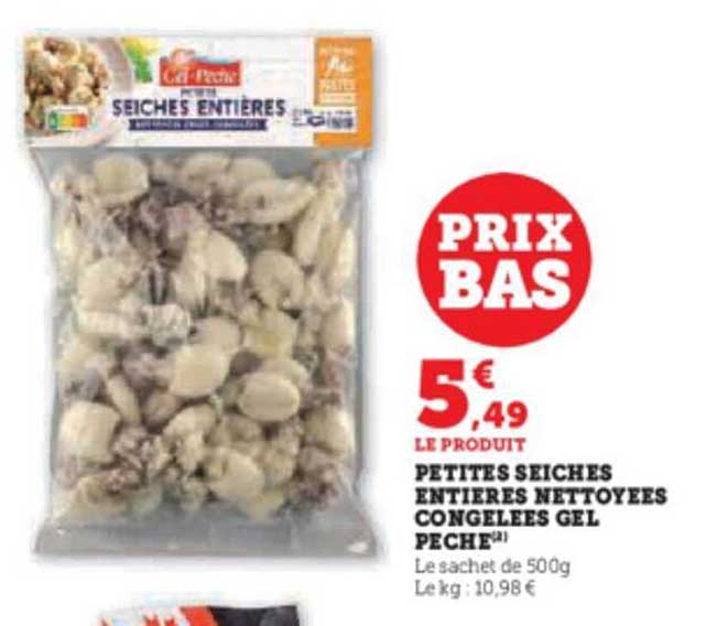 petites seiches entières nettoyées congelées gel pêche