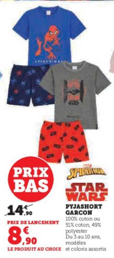 pyjashort garçon spiderman, star wars
