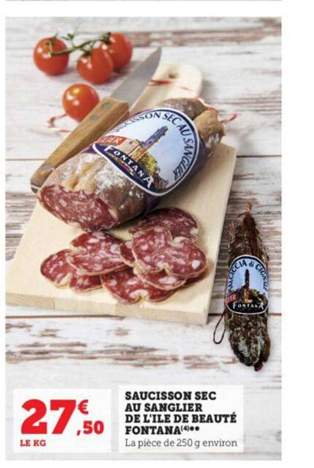 saucisson sec au sanglier de l'île de beauté fontana