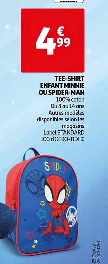 tee-shirt enfant minnie ou spider-man