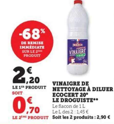 Vinaigre De Nettoyage à Diluer écocert 20° Le Droguiste