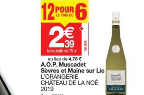 a.o.p. muscadet sèvres et maine sur lie l'orangerie château de la noé 2019