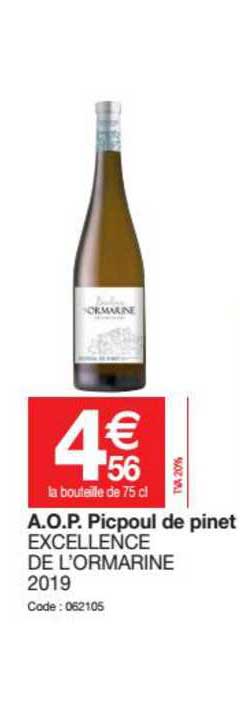 a.o.p. picpoul de pinet excellence de l'ormarine 2019