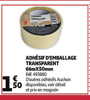 adhésif d'emballage transparent 66mx50mm