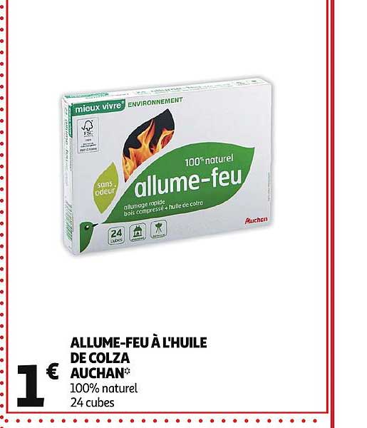 allume feu à l'huile de colza auchan