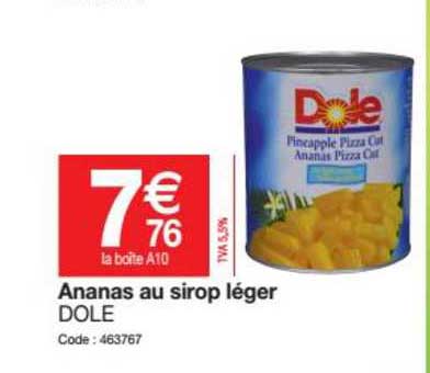 ananas au sirop léger dole