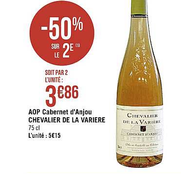 Aop Cabernet D'anjou Chevalier De La Varière -50% Sur Le 2e