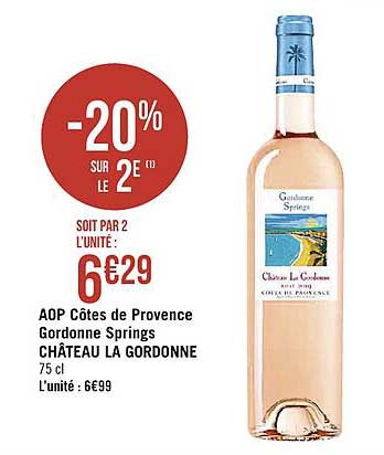 aop côte de provence gordonne springs château la gordonne -20% sur le 2e