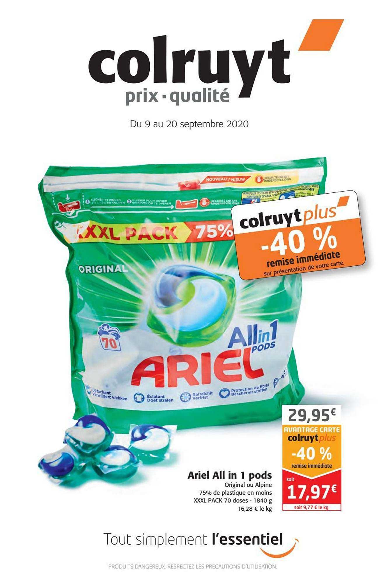 ariel all in 1 pods -40% remise immédiate