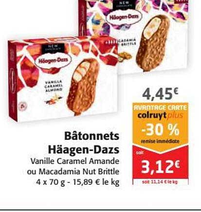 bâtonnets häagen dazs -30% remise immédiate