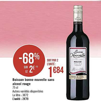 Boisson Bonne Nouvelle Sans Alcool Rouge -68% Sur Le 2e