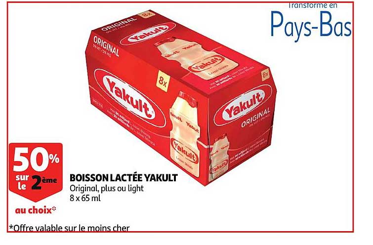 boisson lactée yakult 50% sur le 2ème au choix