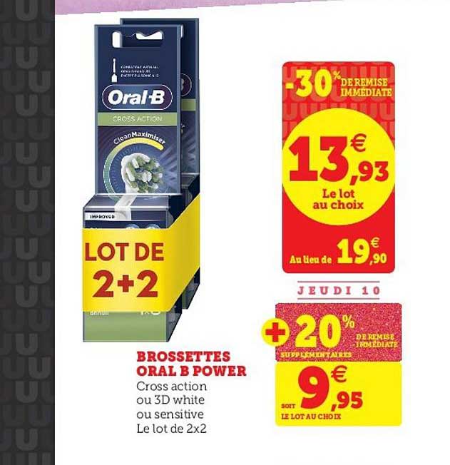 brossettes oral b power -30% remise immédiate