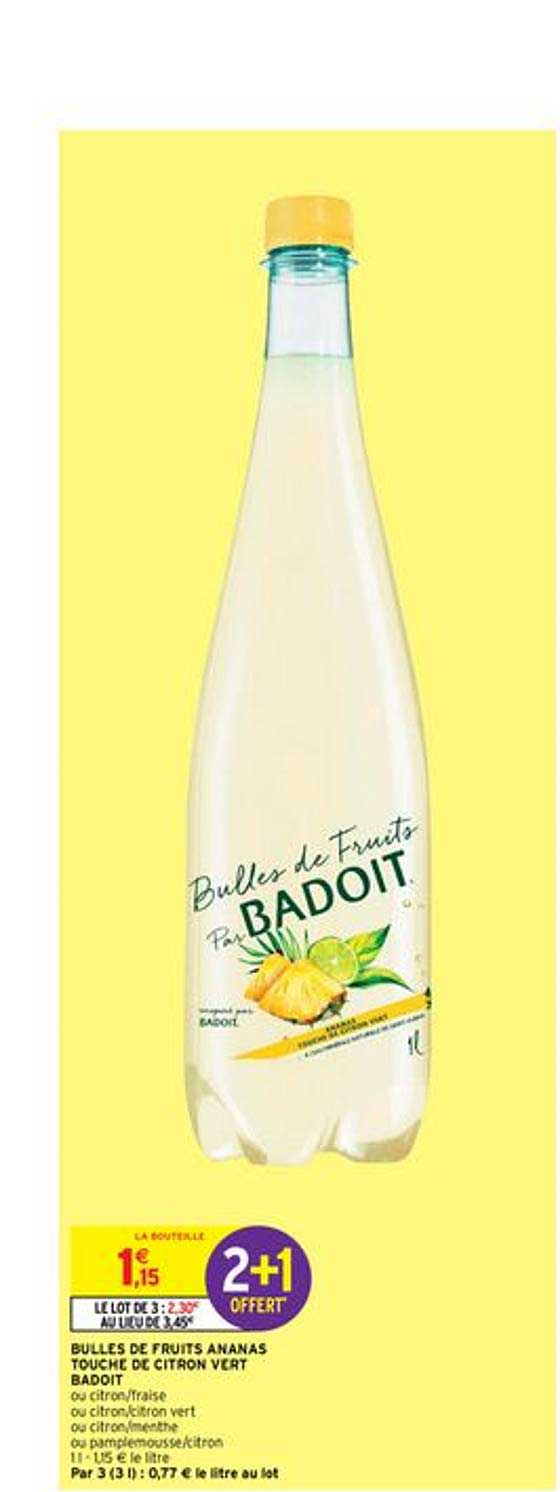 Bulles De Fruits Ananas Touche De Citron Vert Badoit 2+1 Offert