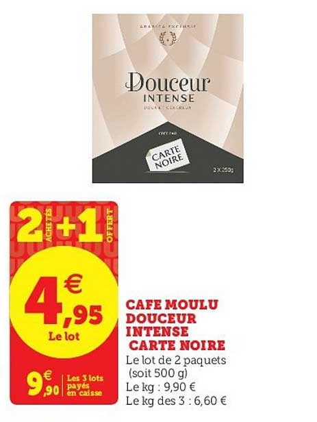 Café Moulu Douceur Intense Carte Noire 2+1 Offert