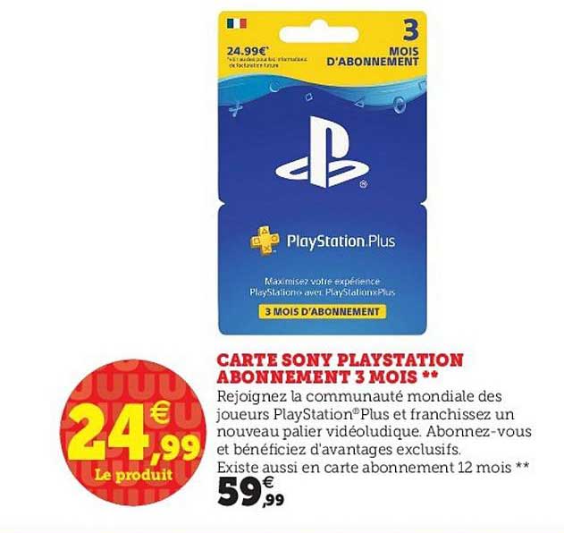 carte sony playstation abonnement 3 mois