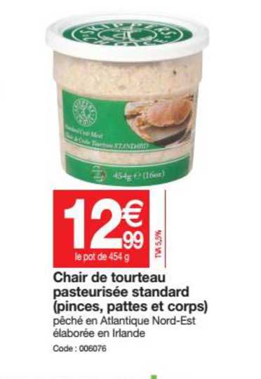 chair de tourteau pasteurisée standard pinces pattes et corps