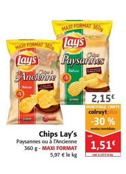 Chips Lay's -30% Remise Immédiate