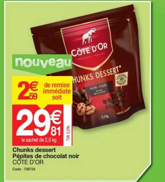 Chunks Dessert Pépites De Chocolat Noir Côte D'or