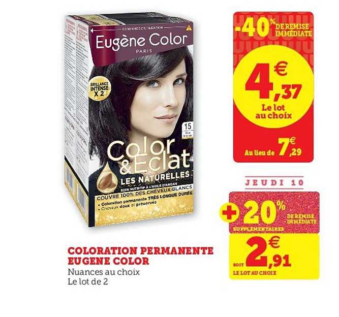 coloration permanente eugène colore -40% remise immédiate