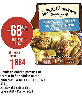 confit de canard pommes de terre à la sarladaise micro ondables la belle chaurienne -68% sur le 2e