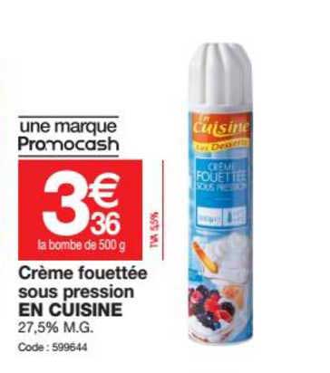 crème fouettée sous pression en cuisine