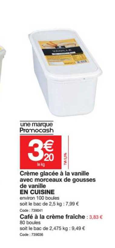 crème glacée à la vanille avec morceaux de gousses de vanille en cuisine