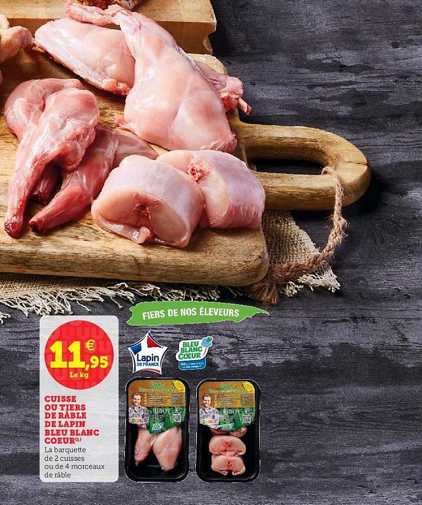 cuisse ou tiers de râble de lapin bleu blanc coeur