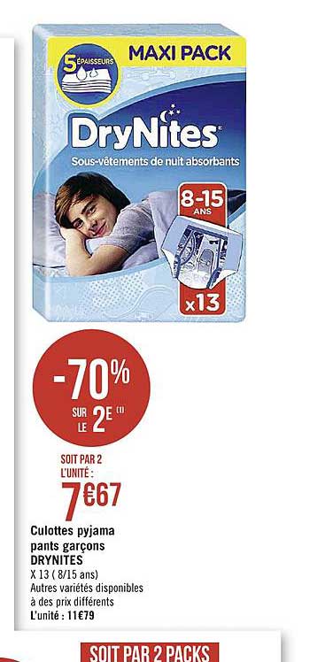 culottes pyjama pants garçons drynityes -70% sur le 2e