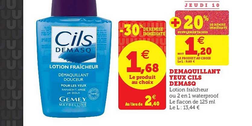 demaquillant yeux cils demasq -30% remise immédiate