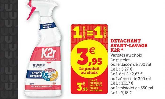 détachant avant lavage k2r 1 acheté = 1 offert