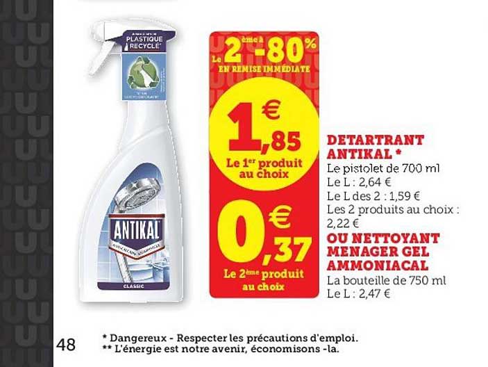 Detartrant Antika Ou Nettoyant Menager Gel Ammonical Le 2ème à -80% En Remise Immédiate