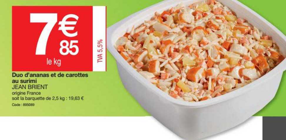 duo d'ananas et de carottes au surimi jean brient