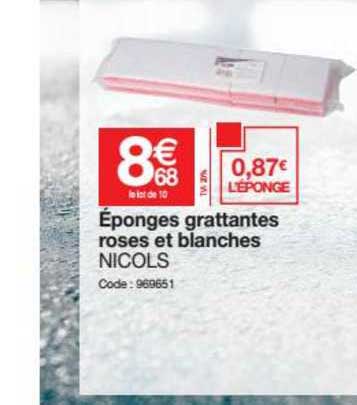 éponges grattantes roses de blanches nicols