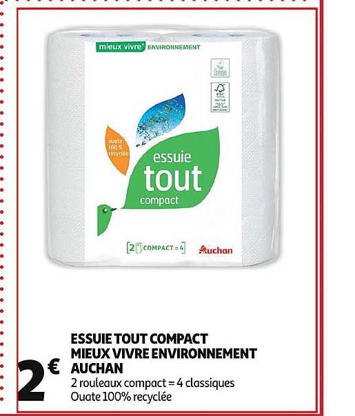 essuie tout compact mieux vivre environnement auchan