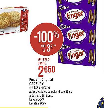 Finger L'original Cadbury -100% Sur Le 3e