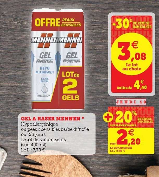 gel à raser mennen -30% remise immédiate
