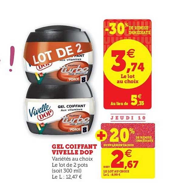 gel coiffant vivelle dop -30% remise immédiate