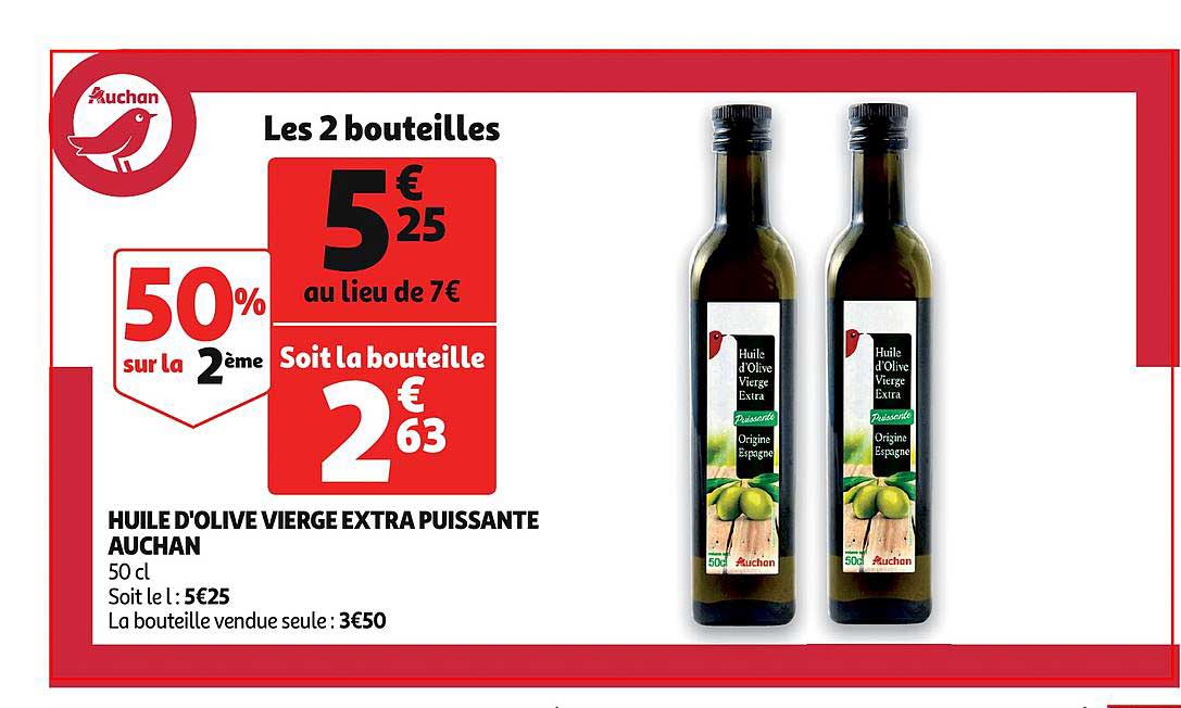 Huile D'olive Vierge Extra Puissante Auchan 50% Sur Le 2ème